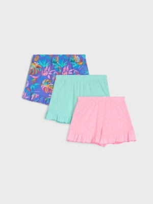 Sinsay - Szorty wykończone ozdobnymi falbanami 3 pack - wielobarwny