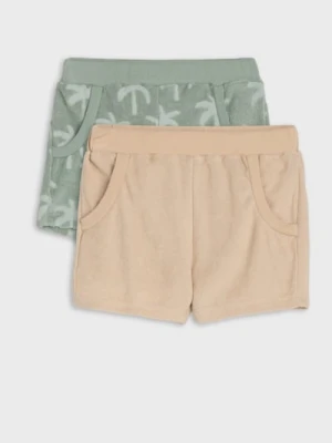 Sinsay - Szorty z bawełnianej dzianiny frotte o welurowej powierzchni 2 pack - zielony