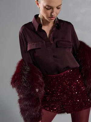 Sinsay - Szorty z cekinami - bordowy