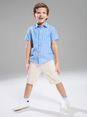 Sinsay - Szorty z domieszką wiskozy i lnu - kremowy