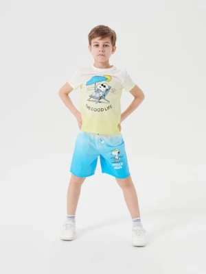 Sinsay - Szorty z efektem ombre Peanuts - turkusowy