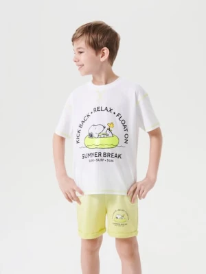 Sinsay - Szorty z efektem ombre Peanuts - zielony