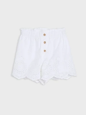 Sinsay - Szorty z haftowaną koronką - biały