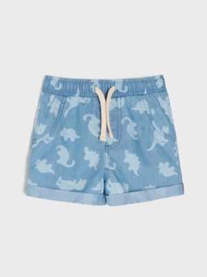 Sinsay - Szorty z lekkiego jeansu z kontrastowym sznurkiem - niebieski