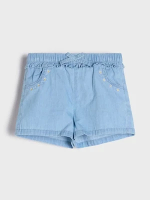 Sinsay - Szorty z lekkiego jeansu z ozdobnymi haftami - niebieski