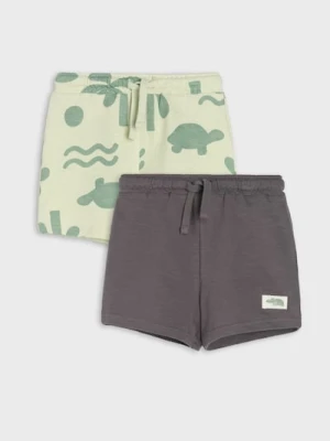 Sinsay - Szorty z miękkiego bawełnianego dżerseju o nierównym włóknie 2 pack - zielony