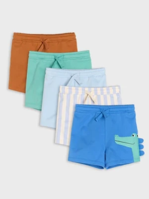 Sinsay - Szorty z ozdobną naszywką i aplikacją 3d 5 pack - mid blue