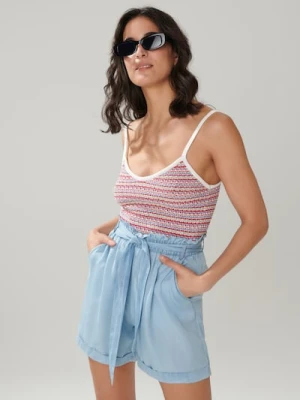 Sinsay - Szorty z paskiem - niebieski