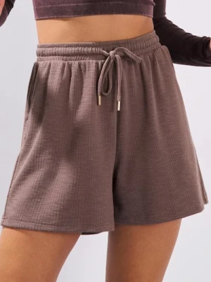 Sinsay - Szorty z prążkowanej dzianiny - brązowy