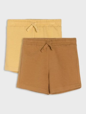 Sinsay - Szorty z przodem wykonanym z prążkowanej dzianiny 2 pack - beżowy