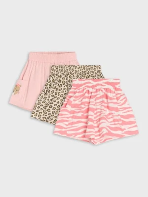 Sinsay - Szorty z szeroką guma w talii z kieszeniami cargo 3 pack - wielobarwny