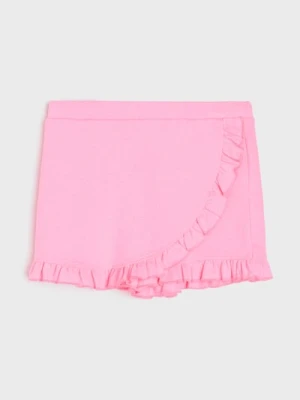 Sinsay - Szorty z zakładką i ozdobnymi falbanami - różowy