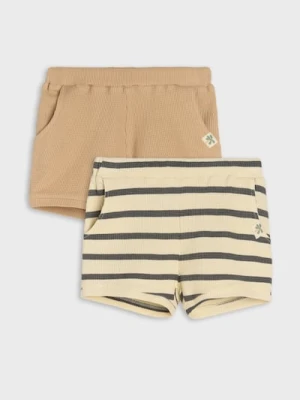 Sinsay - Szorty ze strukturalnej dzianiny 2 pack - kremowy