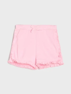 Sinsay - Szorty ze strukturalnej dzianiny wykończone falbanami - fioletowy