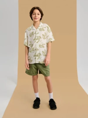 Sinsay - Szorty ze strukturalnej dzianiny - zielony