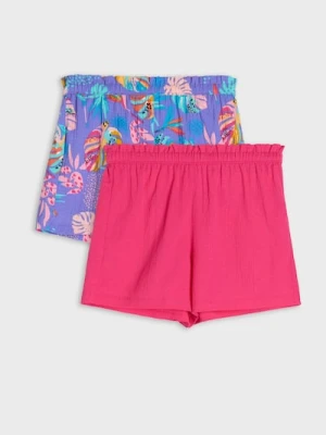 Sinsay - Szorty ze strukturalnej tkaniny z gumką w talii 2 pack - wielobarwny