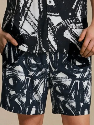 Sinsay - Szorty ze wzorem allover - czarny