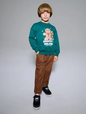 Sinsay - Sztruksowe spodnie jogger z ociepleniem - brązowy