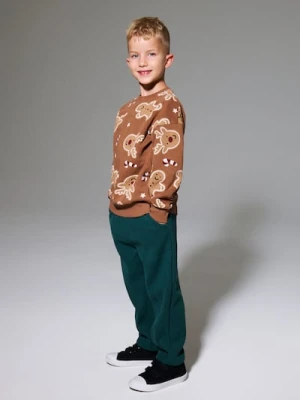 Sinsay - Sztruksowe spodnie jogger z ociepleniem - zielony