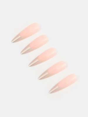 Sinsay - Sztuczne paznokcie french z brokatową końcówką 24 pack - srebrny