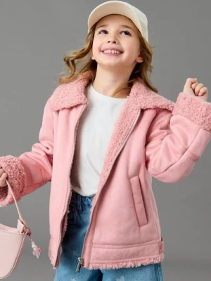 Sinsay - Sztuczny kożuch z kołnierzykiem - różowy