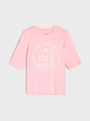 Sinsay - Szybkoschnąca koszulka sportowa z nadrukiem - różowy