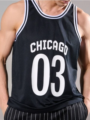 Sinsay - Tank top sportowy z nadrukiem Chicago - czarny