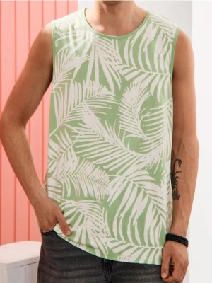 Sinsay - Tank top z motywem roślinnym - zielony