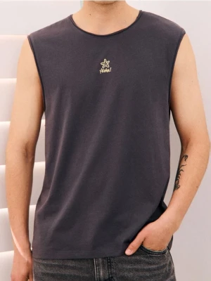 Sinsay - Tank top z nadrukiem - szary