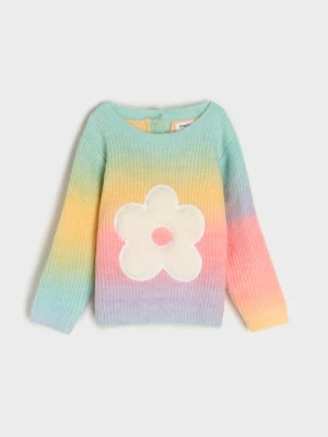 Sinsay - Tęczowy sweter z motywem kwiatka - wielobarwny