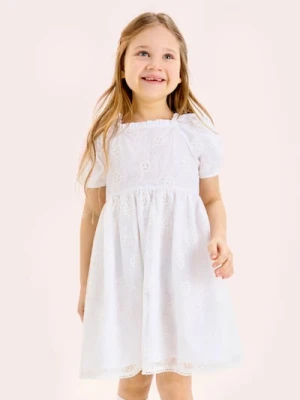 Sinsay - Tiulowa sukienka babydoll - kremowy