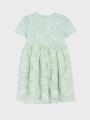 Sinsay - Tiulowa sukienka babydoll - zielony