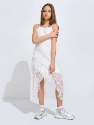 Sinsay - Tiulowa sukienka na ramiączkach - biały