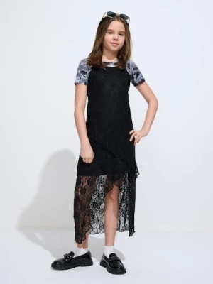 Sinsay - Tiulowa sukienka na ramiączkach - czarny