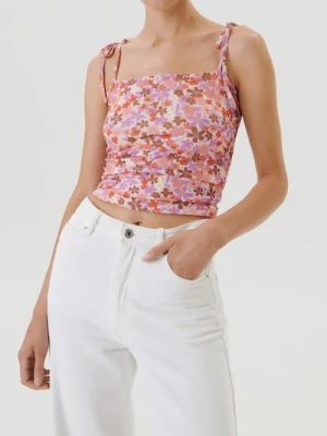 Sinsay - Top na ramiączkach z wiązaniami i kwiatowym wzorem - wielobarwny