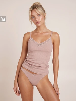 Sinsay - Top typu camisole z wbudowanym biustonoszem z domieszką wiskozy - beżowy