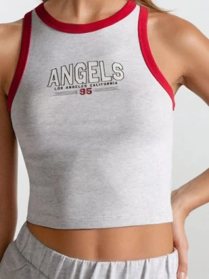 Sinsay - Top z ozdobnym napisem - szary