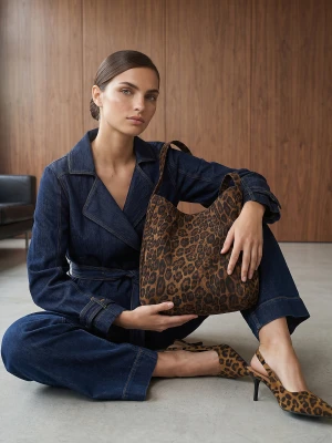 Sinsay - Torba Hobo w panterkę - wielobarwny