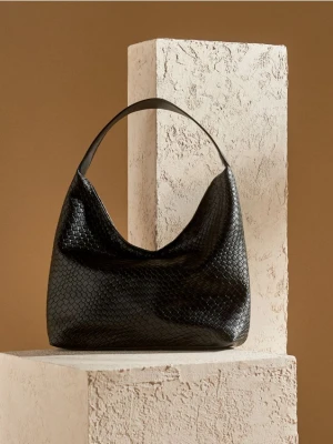 Sinsay - Torba hobo z imitacji skóry - czarny