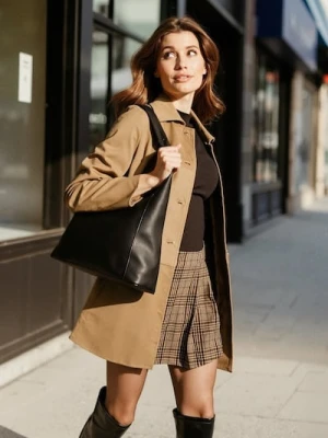 Sinsay - Torba hobo z imitacji skóry - czarny