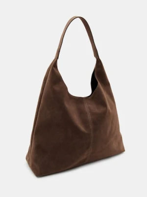 Sinsay - Torba hobo z imitacji zamszu - brązowy