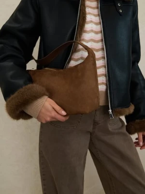 Sinsay - Torba hobo z imitacji zamszu - brązowy