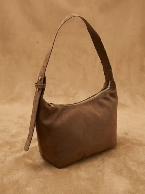 Sinsay - Torba hobo z imitacji zamszu - brązowy