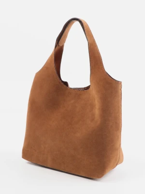 Sinsay - Torba hobo z imitacji zamszu - brązowy