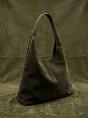 Sinsay - Torba hobo z imitacji zamszu - khaki