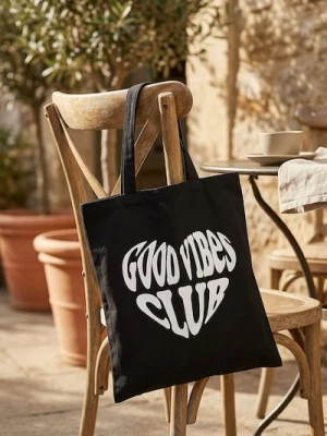 Sinsay - Torba materiałowa z nadrukiem - czarny