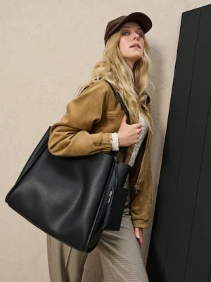 Sinsay - Torba na ramię z imitacji skóry z portfelem i kosmetyczką - czarny