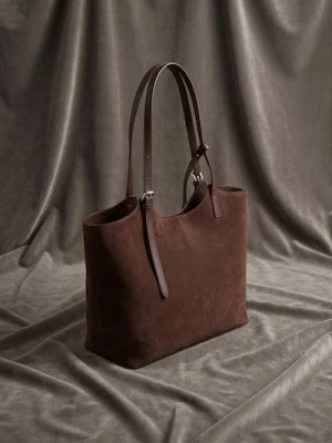 Sinsay - Torba na ramię z kosmetyczką z imitacji zamszu - brązowy