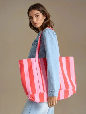 Sinsay - Torba shopper w kolorowe pasy - wielobarwny