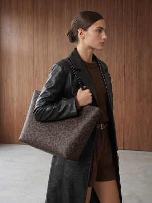 Sinsay - Torba shopper w panterkę - wielobarwny